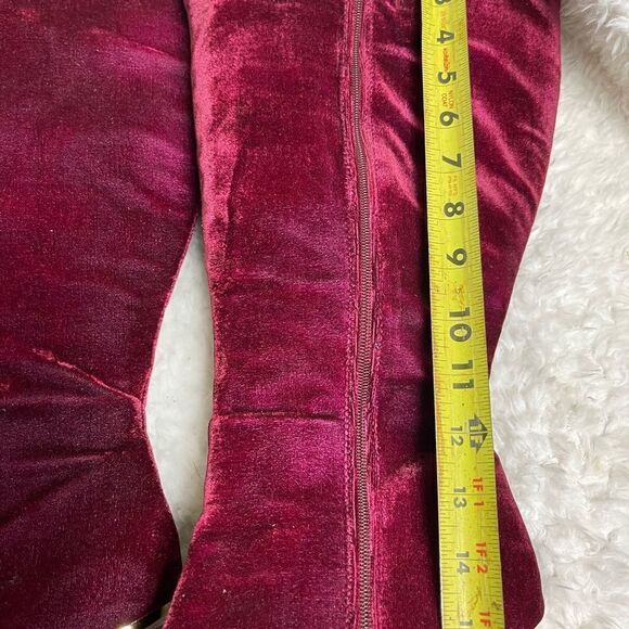 Ashley Stewart Fabric suede Burgundy knee high clear heel boots SZ9W - Picture 9 of 13